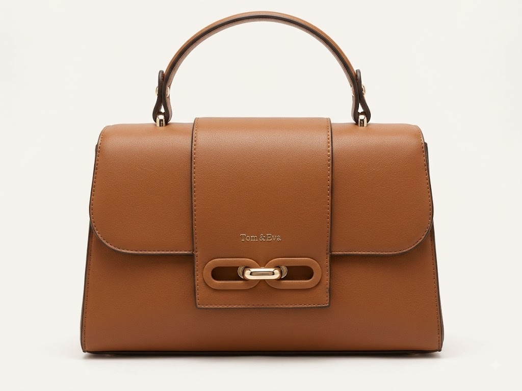 Borsa a Mano da Donna con Linguetta Marrone