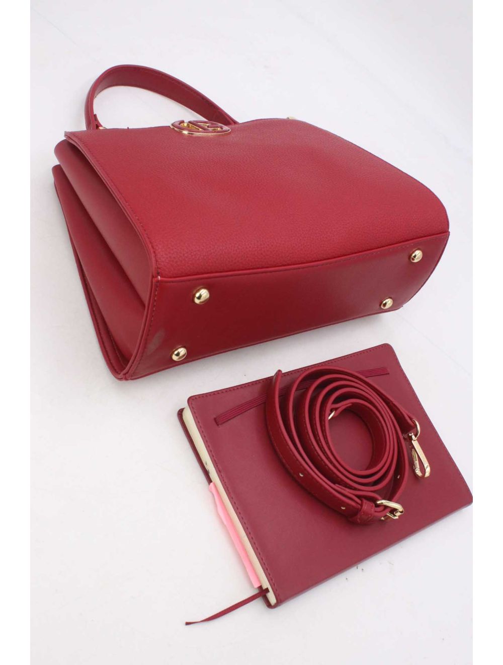 Sac à Main Effet Grainé Rouge