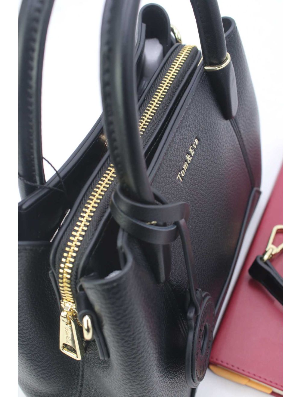Petit Sac à Main Effet Cuir Grainé Noir