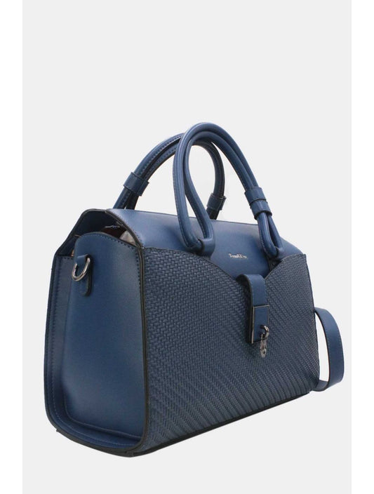 Sac à Main Effet Tressé Multipoches Bleu
