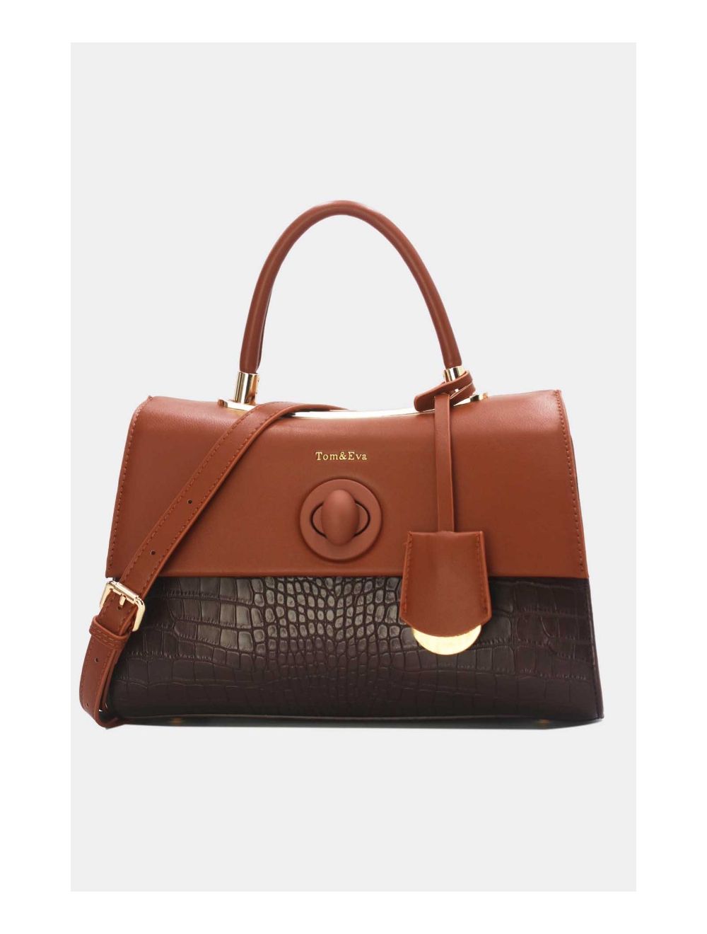 Sac à Main Style Vintage à Effet Croco Cafe Marron