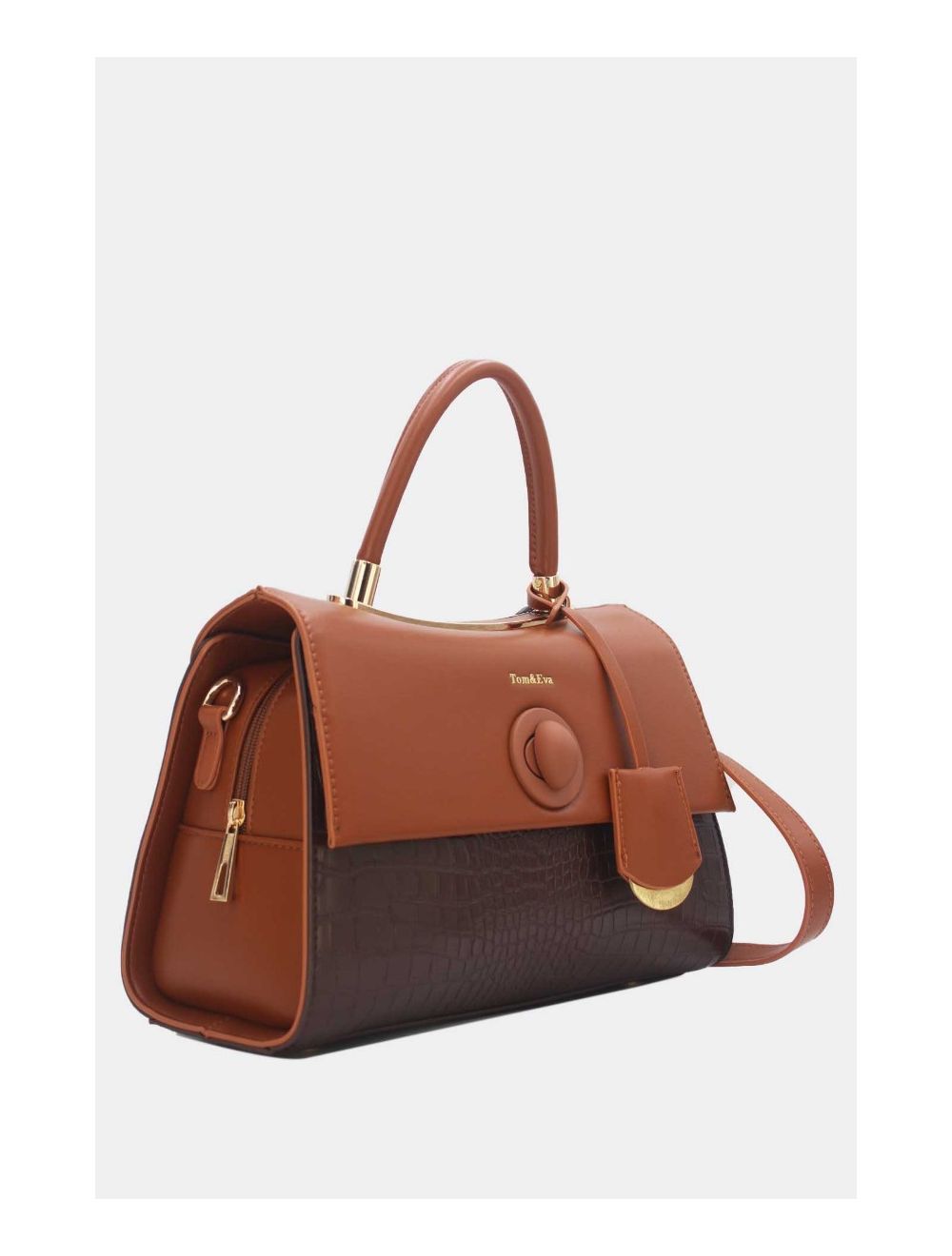 Sac à Main Style Vintage à Effet Croco Cafe Marron