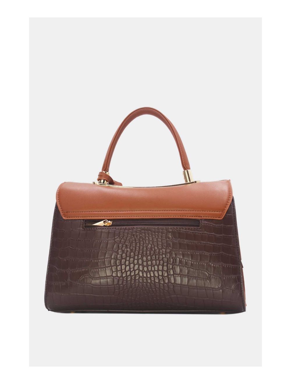 Sac à Main Style Vintage à Effet Croco Cafe Marron