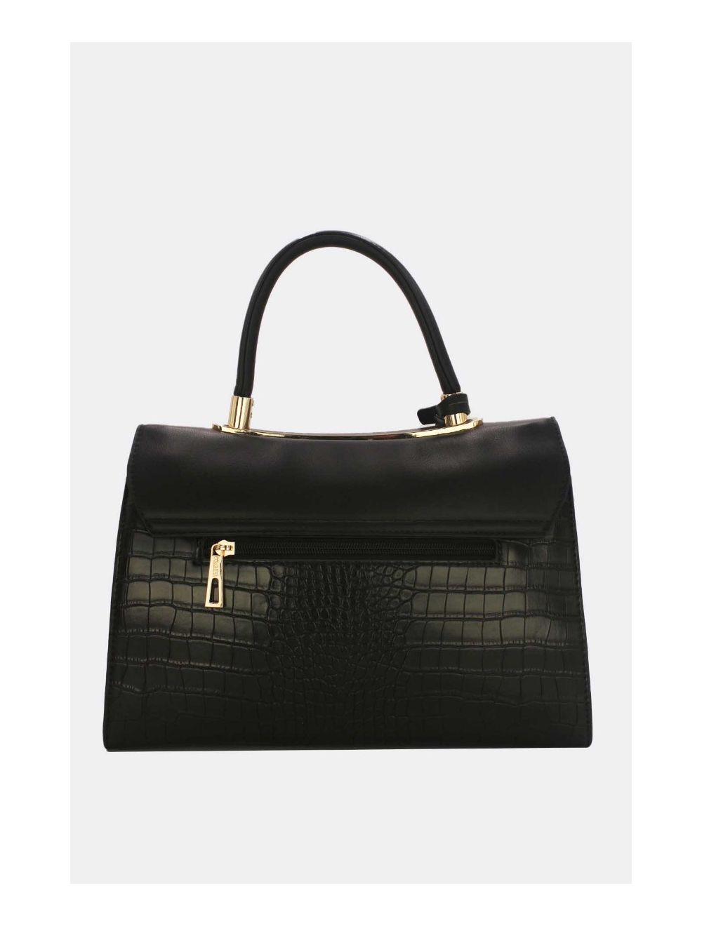 Sac à Main Style Vintage à Effet Croco Noir