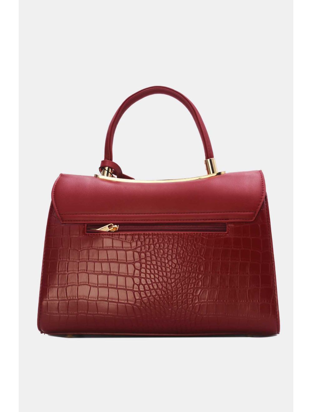 Sac à Main Style Vintage à Effet Croco Rouge