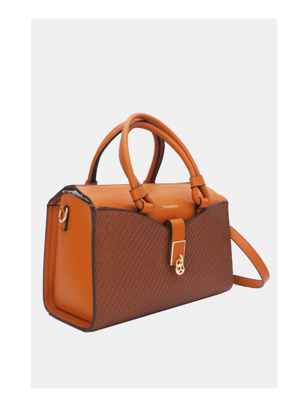 Sac à Main Effet Tressé Multipoches Marron Cafe