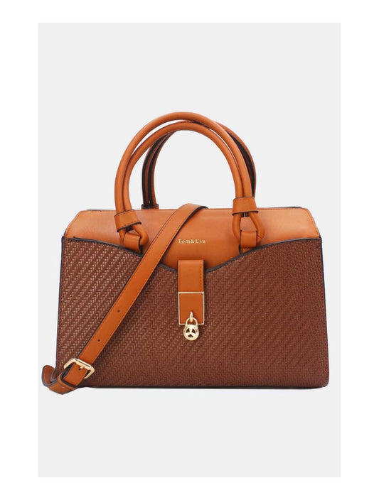 Sac à Main Effet Tressé Multipoches Marron Cafe