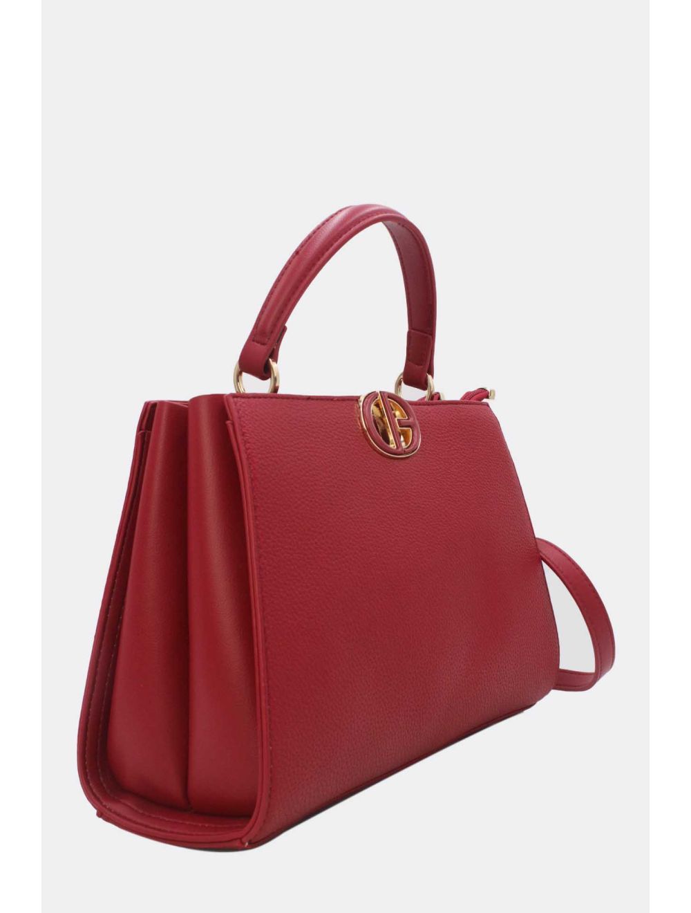 Sac à Main Effet Grainé Rouge