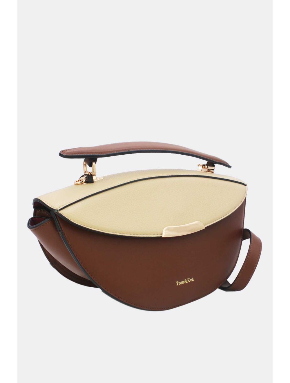 Sac à Main Effet Grainé Cafe Abricot