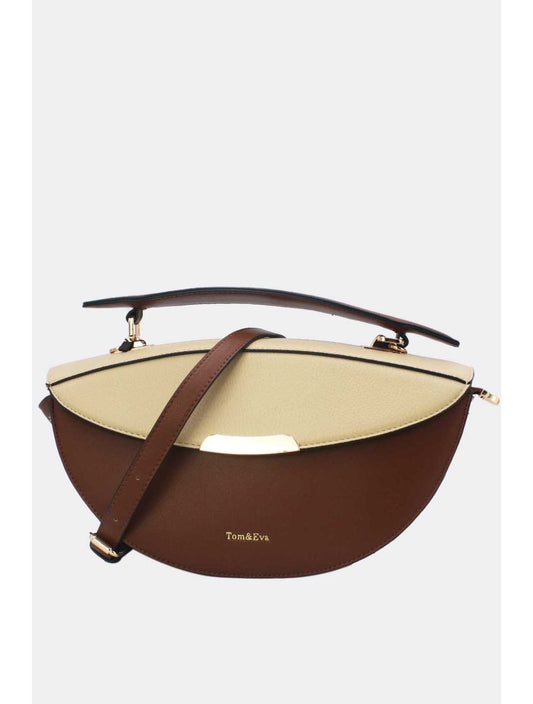 Sac à Main Effet Grainé Cafe Abricot