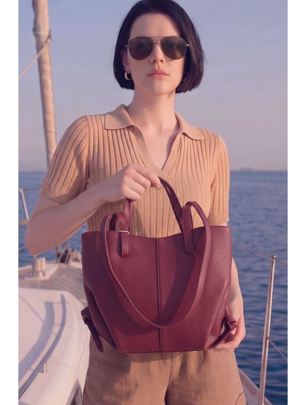 Sac Porté Épaule Chic Bordeaux