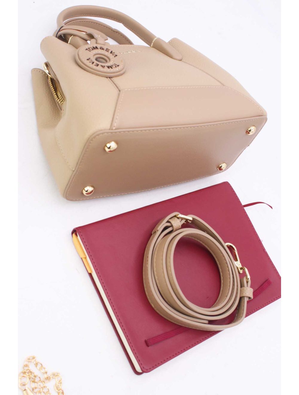 Petit Sac à Main Effet Cuir Grainé Beige