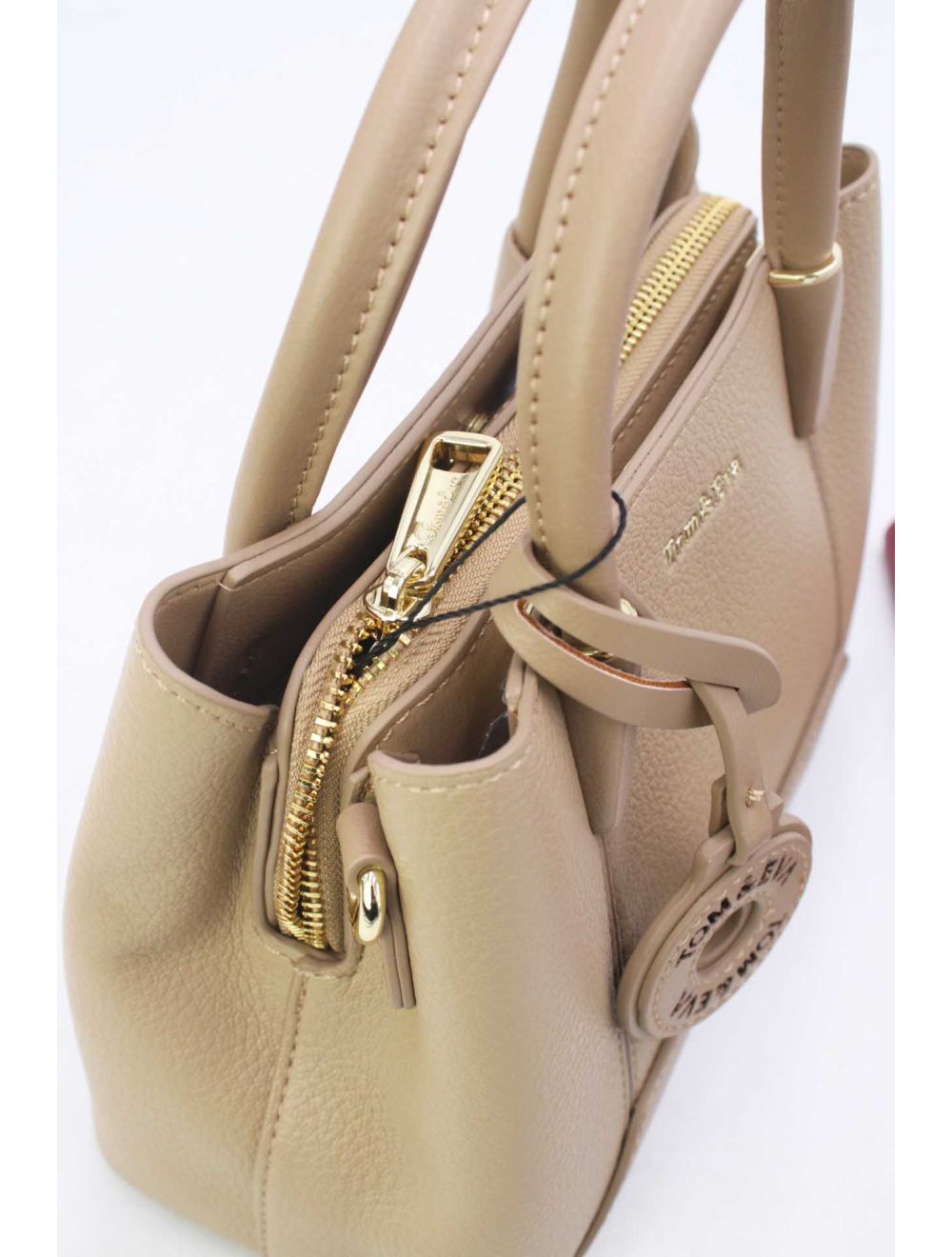 Petit Sac à Main Effet Cuir Grainé Beige