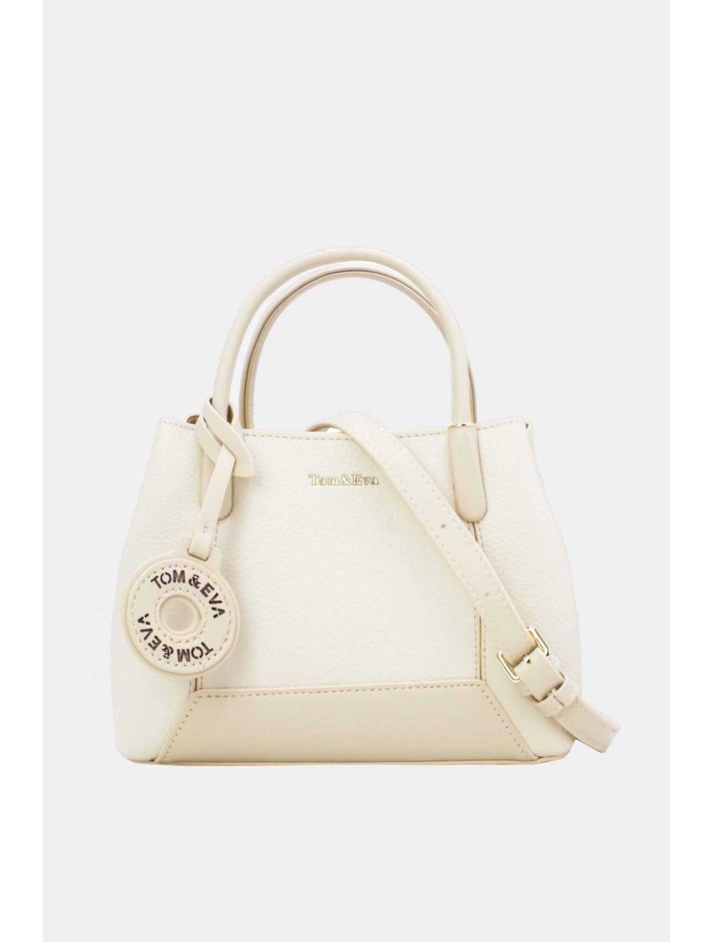 Petit Sac à Main Effet Cuir Grainé Creme
