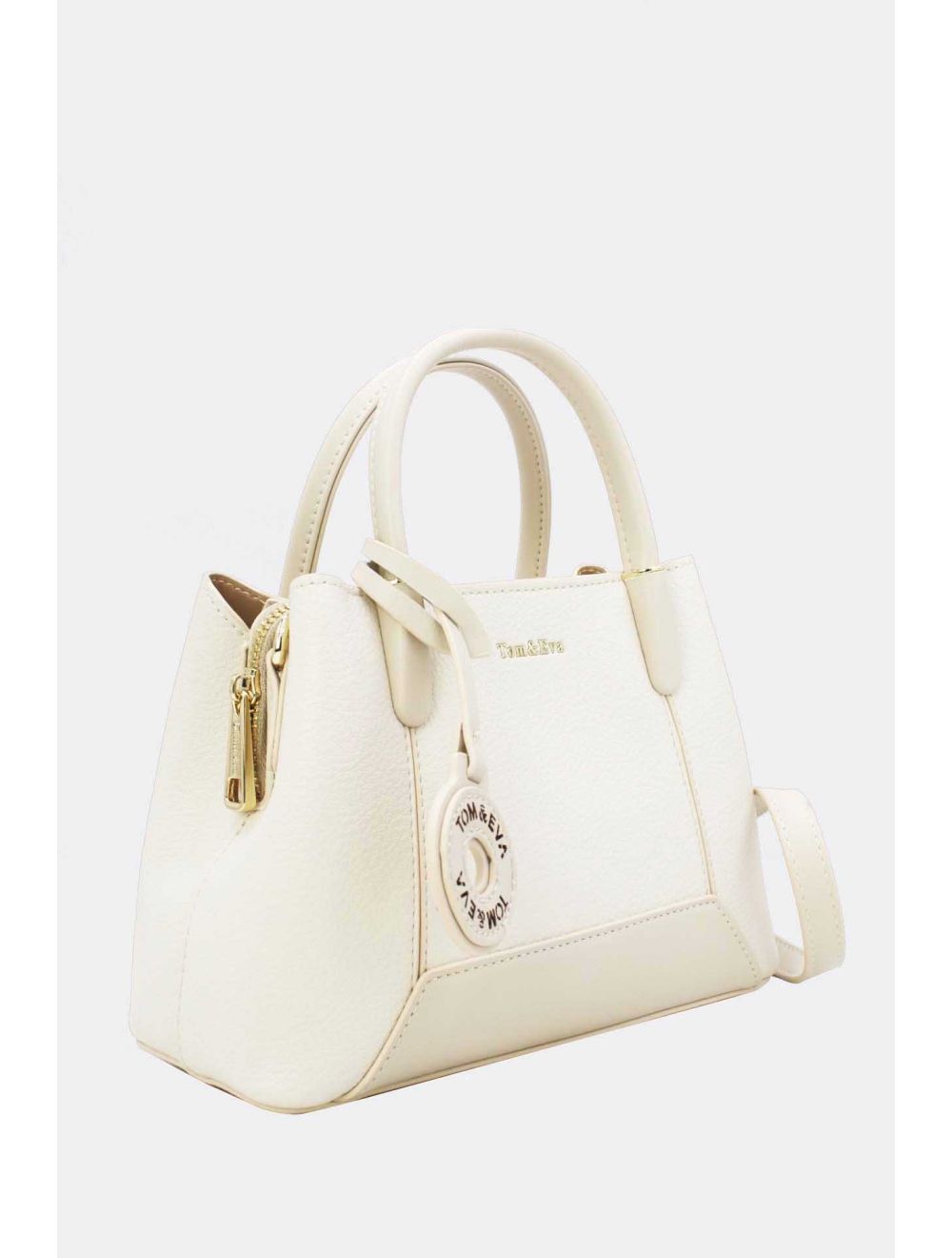 Petit Sac à Main Effet Cuir Grainé Creme