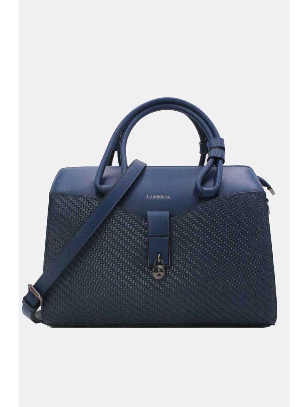 Sac à Main Effet Tressé Multipoches Bleu