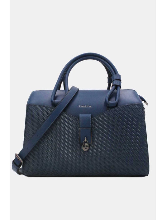 Sac à Main Effet Tressé Multipoches Bleu