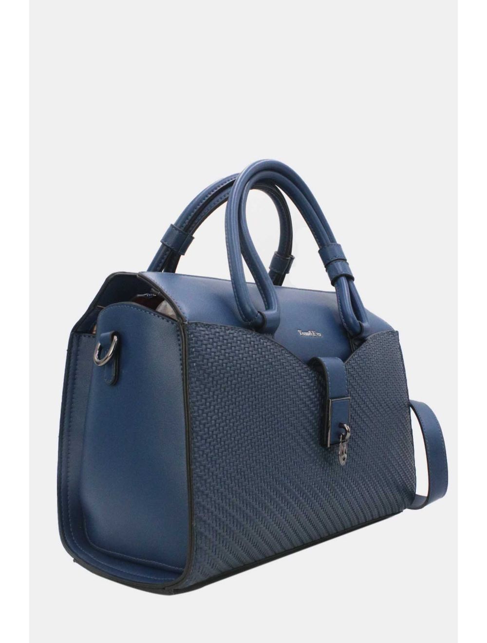 Sac à Main Effet Tressé Multipoches Bleu